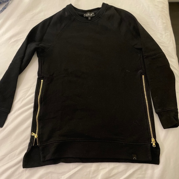 WOMEN SWEATSHIRT BLACK WITH SILVER ZIP ON BOTH SIDES - Picture 1 of 1